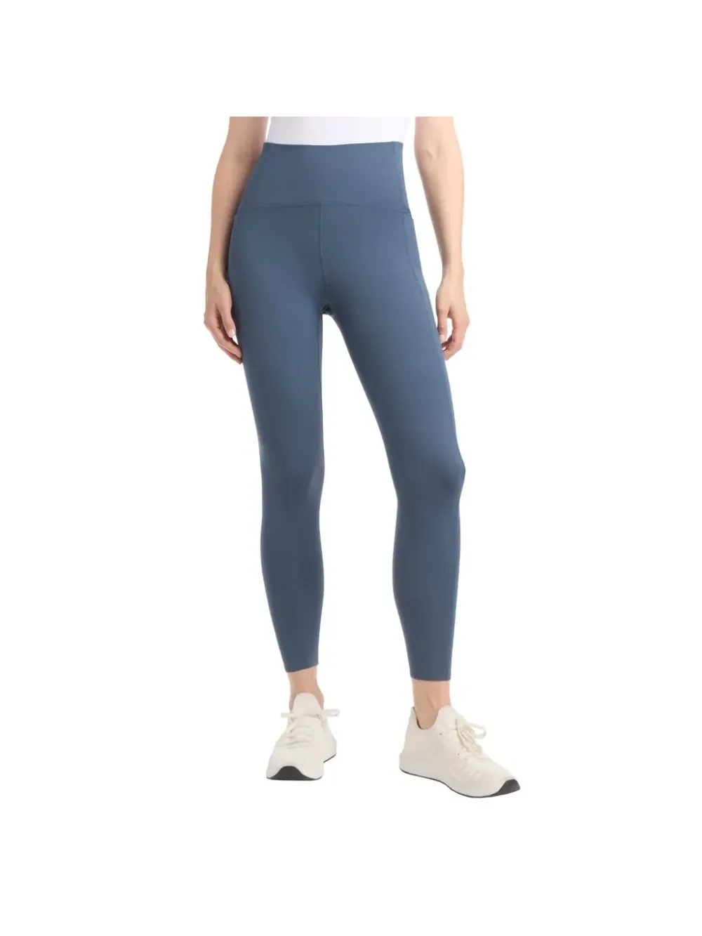 Calça Legging Feminina Cintura Alta Sem Costura Central — Azul Aço